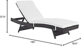 Modway Convene Wicker Rattan Outdoor Patio Chaise Lounge Chairs in Espresso White - Set of 6 - Photo 3