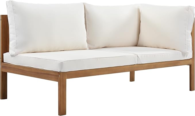 Quarte 4 Piece Outdoor Patio Conversation Furniture Set, Wood Sectional Sofa Set with Water Resistant Cushions/Coffee Table, Garden Backyard Poolside L Shape Corner Sofa Set…
