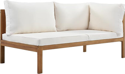 Quarte 4 Piece Outdoor Patio Conversation Furniture Set, Wood Sectional Sofa Set with Water Resistant Cushions/Coffee Table, Garden Backyard Poolside L Shape Corner Sofa Set…