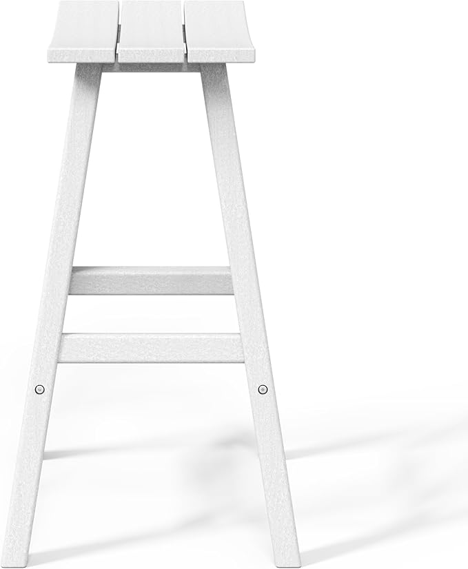 WestinTrends Malibu 29 Inch Outdoor White Bar Stools, All Weather Resistant Poly Lumber Adirondack Bar Height Stools, White