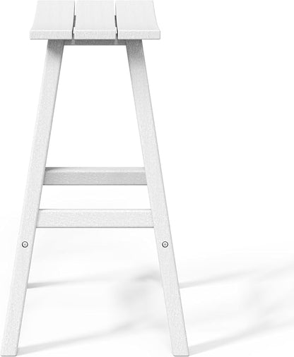 WestinTrends Malibu 29 Inch Outdoor White Bar Stools, All Weather Resistant Poly Lumber Adirondack Bar Height Stools, White