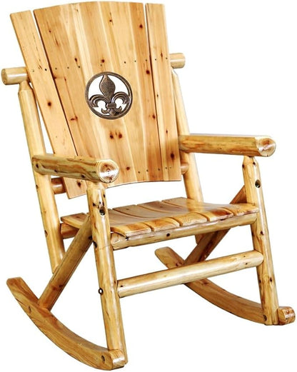Leigh Country Aspen Rocker with Fleur-de-Lis Cutout, Wooden Outdoor Seating for Porch/Patio/Deck