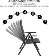 Kozyard 2-Pack Outdoor Patio Dining Chairs, Folding Reclining Patio Chairs with Breathable Textilene Fabric, Padded Seat - Photo 5