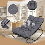 Outdoor Papasan Rocking Chair, Oversized Metal Frame Egg Rocker with Thick Waterproof Cushion, 450 lbs - Photo 5
