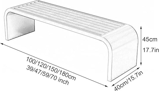 Outdoor Patio Garden Bench, Metal Bench, All-Weather Outdoor Park Bench, for Garden, Porch, Park, Balcony, Outside, Load Capacity 660lbs(Color:White,Size:150cm/59in)