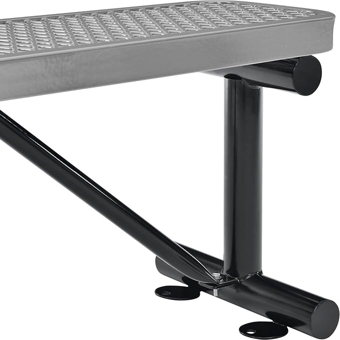 Global Industrial 4'L Heavy Duty Expanded Metal Mesh Flat Bench with Steel Frame, Portable Outdoor Bench, 1000 lbs Capacity, Gray, 48" L x 14-1/2"W x 18" H