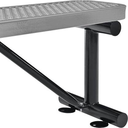 Global Industrial 4'L Heavy Duty Expanded Metal Mesh Flat Bench with Steel Frame, Portable Outdoor Bench, 1000 lbs Capacity, Gray, 48" L x 14-1/2"W x 18" H