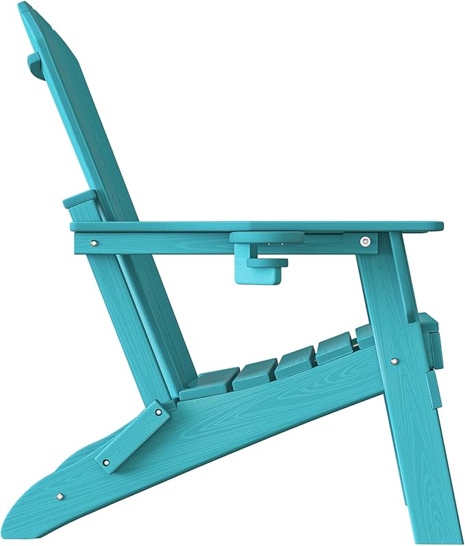 Plawdlik Folding Adirondack Chair, SGS Tested, Wooden Textured with Cup Holder - Photo 10