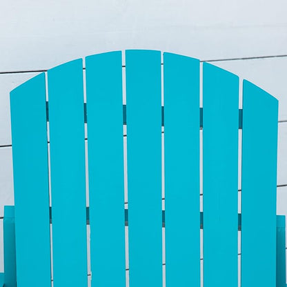 Folding Adirondack Chair, Outdoor Adirondack Chairs with Wood Texture, Acacia Wood Fire Pit Chairs, All Weather, for Deck Backyard Patio Outdoor Garden (Sky Blue)
