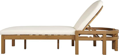LUMISOL Outdoor Chaise Lounge Set of 2 Wood Patio Recliner Chairs with 5-Position Adjustable Backrest and Weather-Resistant Cushions, Arched Design Outdoor Lounge Chair for Poolside Backyard, Gray