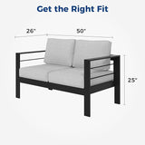 Wisteria Lane Patio Furniture Aluminum Loveseat, All-Weather Outdoor 2 Seats Sofa Couch - Photo 2