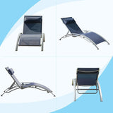 Domi Pool Lounge Chairs Set of 3, Adjustable Aluminum Outdoor Chaise Lounge Chairs with Metal Side Table - Photo 9