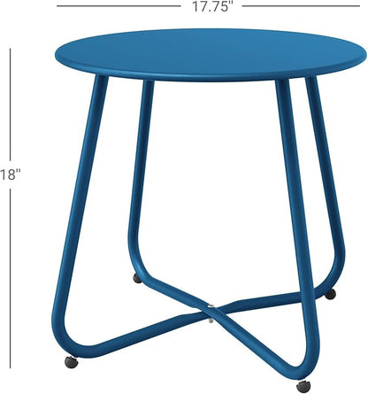 Grand patio Small Round Side Table Outdoor Side Table with Adjustable Feet 18-inch Modern End Accent Table for Patio Porch Peacock Blue