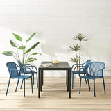 Plastic Outdoor Dining Table with Metal Legs, Weather Resistance, Home Patio Table, Restaraunt Outdoor Table - Photo 7