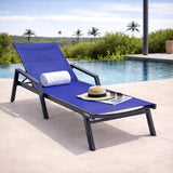 LeisureMod Marlin Patio Chaise Lounge Chair, Adjustable Outdoor Black Aluminum Lounge with Breathable Mesh Sling Back - Photo 2
