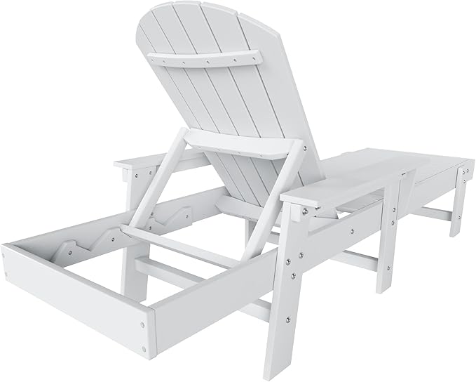 WestinTrends Dylan HDPE Outdoor Patio Poly Adirondack Reclining Chaise Lounge with Arms, White