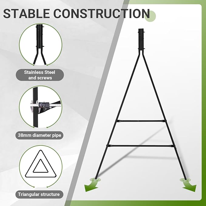 Zimtown Outdoor Swing Frame, Porch Swing Stand,Weatherproof Powder-Coated Metal, 450 lbs Weight Capacity, Sturdy No Wobble, Compatible with Hanging Chairs Swings, for Balcony, Backyard, Garden