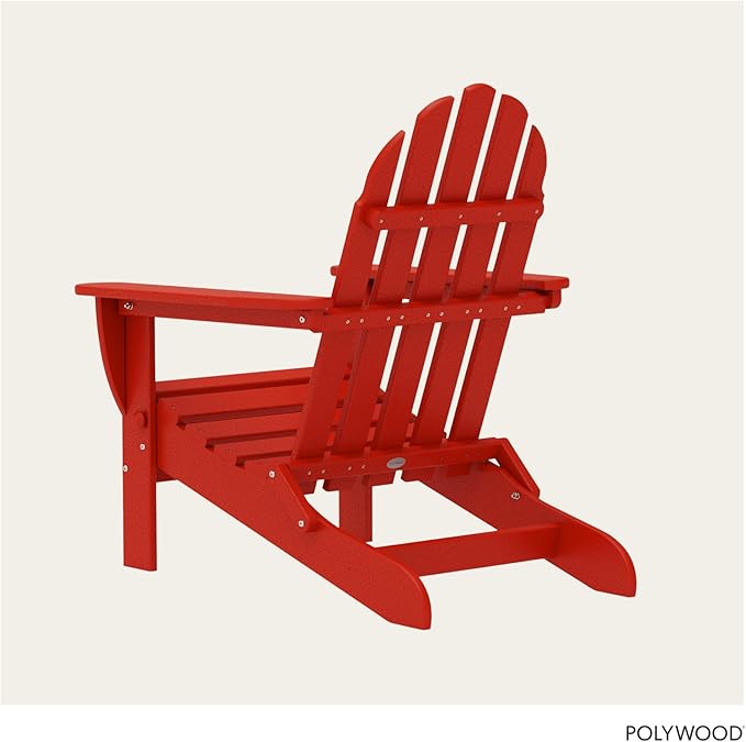 POLYWOOD AD5030SR Classic Folding Adirondack Chair, 38.5" H x31.25 W x 33.5" D, Sunset Red