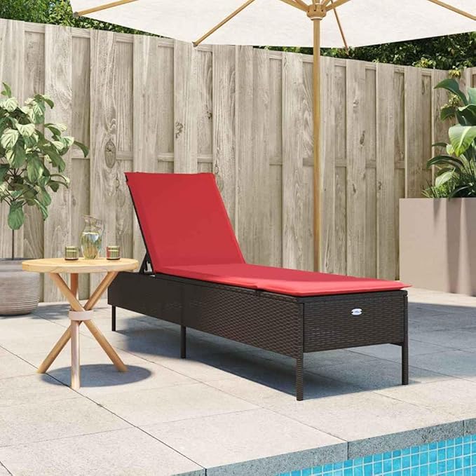 Patio Sun Lounger with Adjustable Backrest, Outdoor Chaise Lounge Chair with Removable Cushion - Photo 3