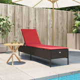 Patio Chaise Lounge Brown/Red PE Rattan, Steel Frame, 5-Angle Adjustable, 21.7"x78"x38.2" - Photo 3