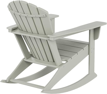 WestinTrends Dylan Outdoor Patio Poly Plastic Adirondack Rocking Chair, Sand