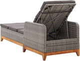 Sun Lounger Grey with Adjustable Backrest and Cushion - Photo 4