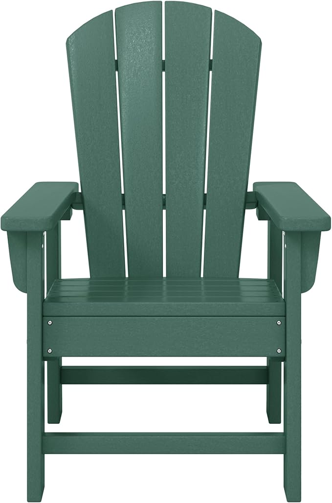 WestinTrends Malibu Kids Outdoor HDPE Adirondack Plastic Patio Chair, Dark Green