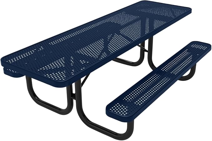 COATEDOUTDOORFURNITURE T8H2-P-TXTDBL Heavy Duty Rectangular Portable Picnic Table Handicap Accessible on Both Ends, 8 Ft - Photo 1