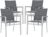 Kozyard Villa Outdoor Patio Dining Chairs Set of 4, Aluminum Frame with Padded Textilene Fabric - Photo 1