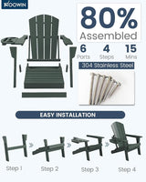 FOOWIN Folding Adirondack Chair Set of 8, HDPE Adirondack Chairs with Cup Holder - Photo 7