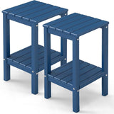 GREENVINES Tall-Outdoor-Side-Table Set of 2 | 23.5" | HDPE Plastic | Patio Adirondack End Tables | All Weather | 2-Tier - Photo 1