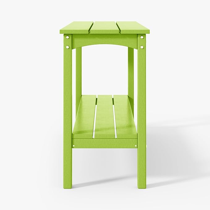 WestinTrends Malibu 55" Outdoor Patio HDPE Adirondack 2-Tier Shelf Console Table, Lime