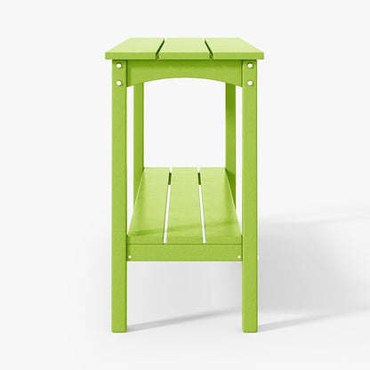 WestinTrends Malibu 55" Outdoor Patio HDPE Adirondack 2-Tier Shelf Console Table, Lime