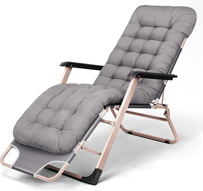 Chair Reclining Lounge Chair Patio Chairs, w/Removable Cushion & Headrest, Reclining Camping Chair w/Upgraded Lock - Photo 1