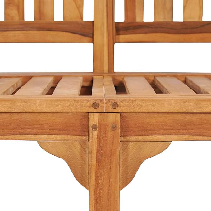 Teak Wood Garden Bench 47.2 Inch Crescent Outdoor Bench Solid Teak Wood Brown Oiled Finish Elegant Design for Patio Garden and Balcony