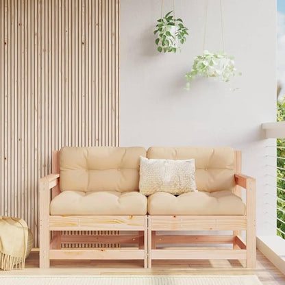 Natural Pine Outdoor Sectional Sofa 26 x 24 x 28 in Rustic Modular Loveseat for Patio Balcony Garden Backyard Seating Set