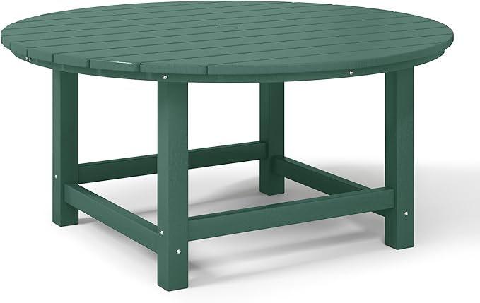 WestinTrends Dylan 5-Piece Outdoor Patio HDPE Adirondack Chair with Round Coffee Table Conversation Set, Dark Green