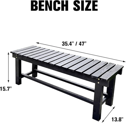 35.4'' Outdoor Garden Benches Weatherproof Patio Bench Two-Person Seat Backless Bench Wood Bench with Slatted High Temperature Bench for Front Porch Backyard (Upgraded to Prevent Fading)