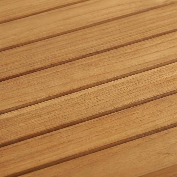 Brown Teak Wood Outdoor Coffee Table, Durable Weather-Resistant Teak, 59W X 23.5D X 17.5H Inches, Patio and Garden Decor