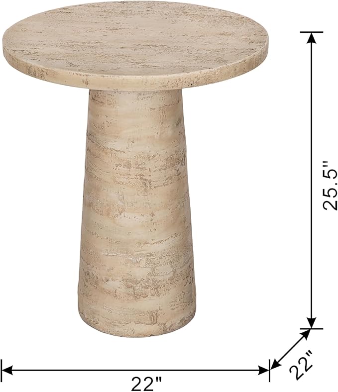 Faux Stone Side Table Round End Table Patio Small Drink Table for Small Spaces - Photo 2