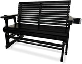 Fortune Candy Patio Glider with Cup Holders, High Roll Back and Deep Contoured Seat,Heavy Duty 800 Lb (Black, 2-Seater) - Photo 1