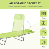 Outsunny Folding Chaise Lounge Pool Chairs, Outdoor Sun Tanning Chairs with Pillow, Reclining Back - Photo 4