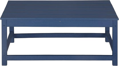 WO Home Furniture Adirondack Chairs Table Set of 3 PCS Outdoor Folding Chairs Coffee Table Weather/UV Resistant for Lawn, Garden, Bon Fire, Balcony (Navy Blue)