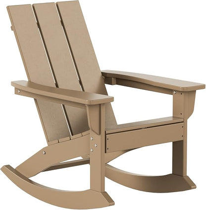 WO WESTIN OUTDOOR HDPE Shoreside Modern Rocking Poly Adirondack Chair (Set of 2),Weathered Wood