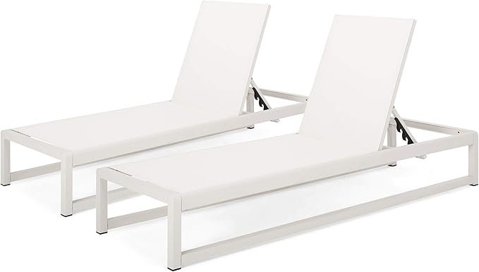 Christopher Knight Home Eudora Outdoor Chaise Lounge (Set of 2), White