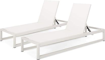 Christopher Knight Home Eudora Outdoor Chaise Lounge (Set of 2), White
