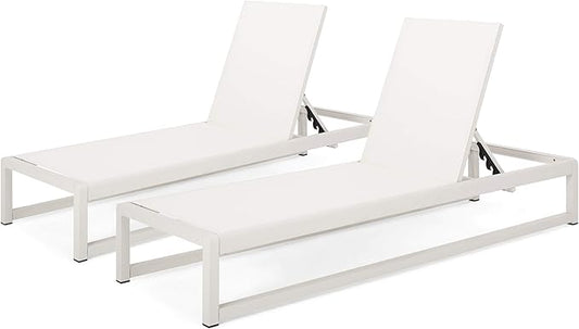 Christopher Knight Home Eudora Outdoor Chaise Lounge (Set of 2), White