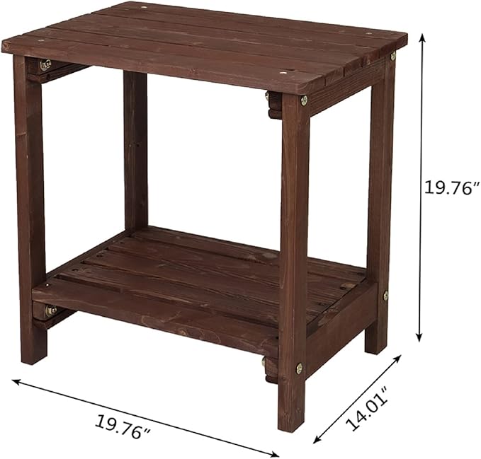Indoor & Outdoor Side Table 2-Tier, 20” x 14” Heavy Duty Weather Resistant Outdoor Wood Table - Photo 3
