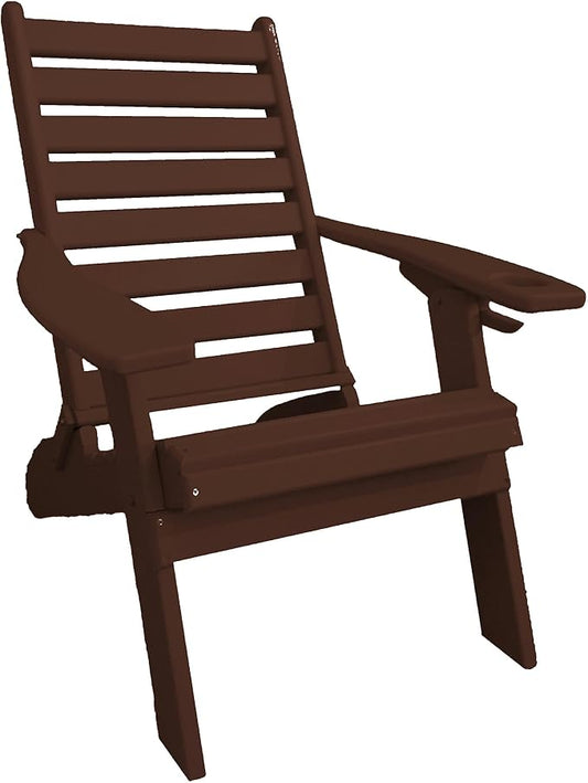 Furniture Barn USA Farmhouse Collection Poly Ladderback Folding Adirondack Chair, Tudor Brown