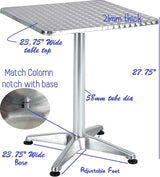 BTEXPERT Indoor Outdoor 23.75" Square Restaurant Table for Patio Stainless Steel Silver Aluminum Furniture with Base - Photo 4